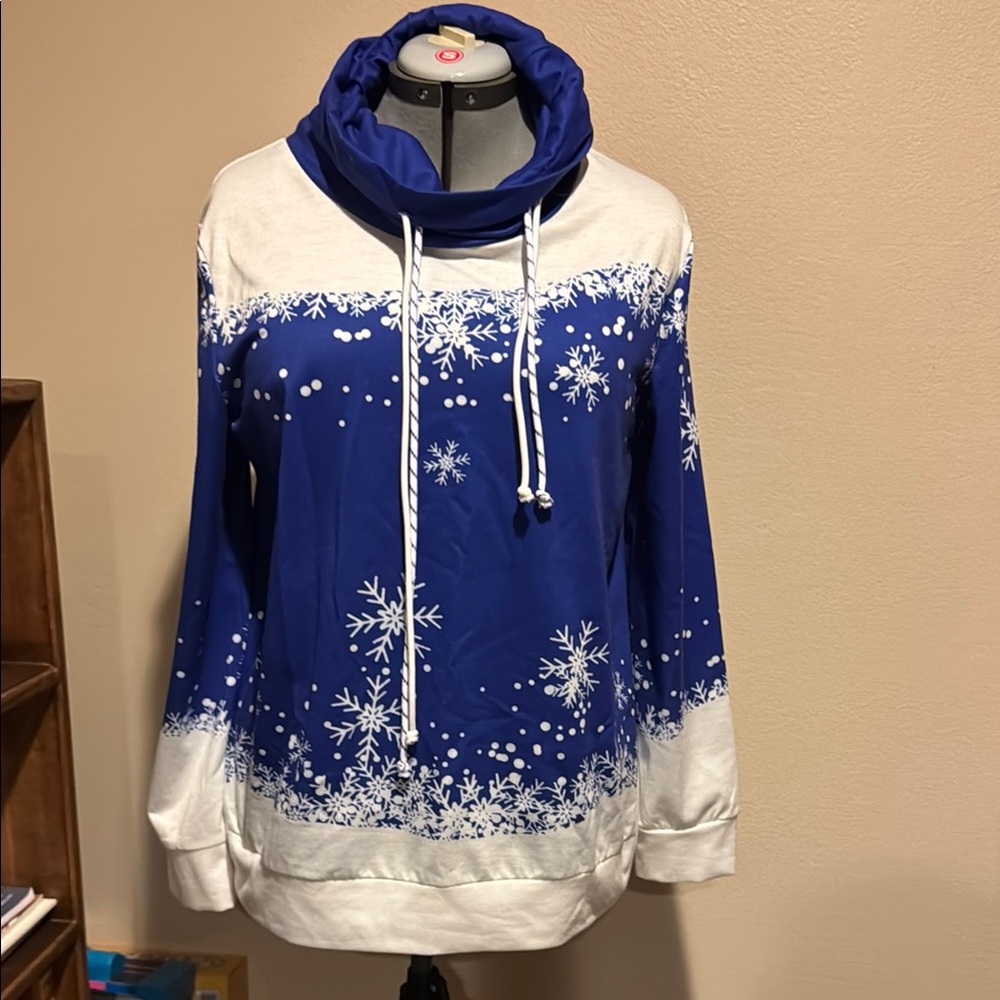 Blue and White Snowflake Women's Top